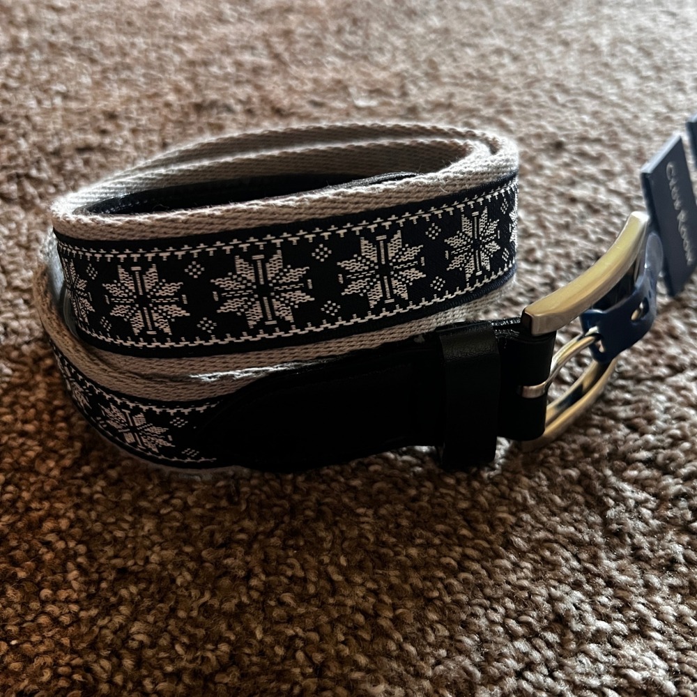 Club Room Snowflake Belt‎ Fair Isle Pattern Casual Belt Large 36-40